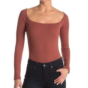 Square neck long sleeve body suit